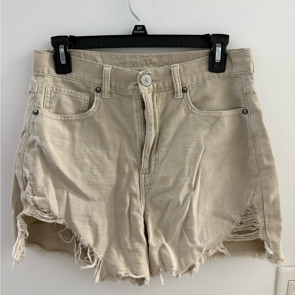 Women's Tan Distressed Denim Shorts